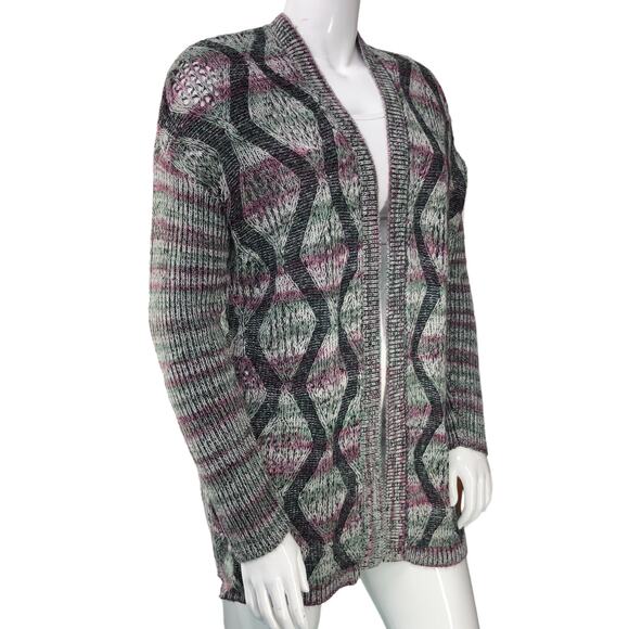 Soft Surroundings Womens Size S/M Sweater Cardigan Black Grey Knit Open - Picture 10 of 15
